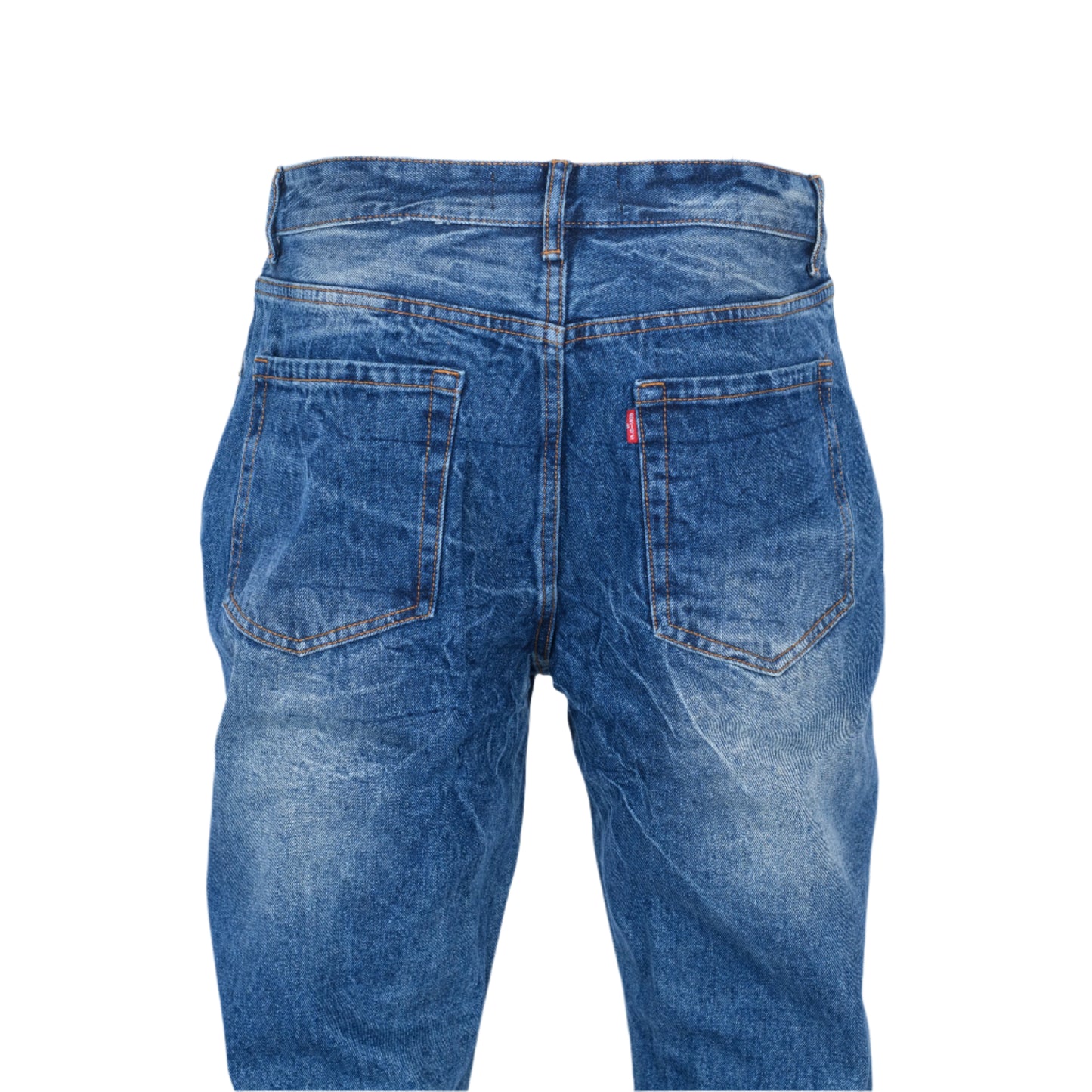 Men Vintage Distressed Ripped Straight Cut Non Stretch Denim Jeans.