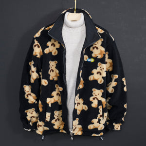 Men Teddy Bear Fleece Fluffy Winter Reversible Jacket Only.