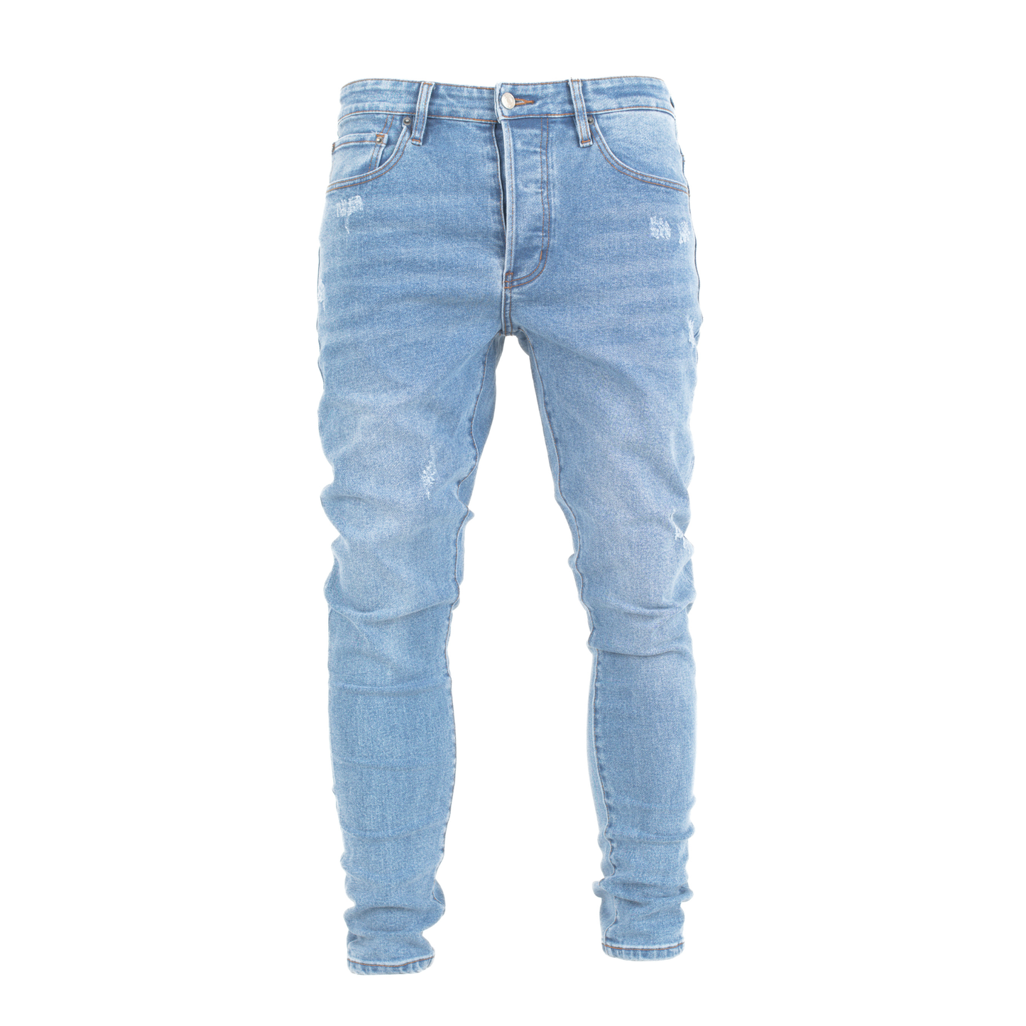 Arctic Blue Fade Slim-Fit Distressed Denim