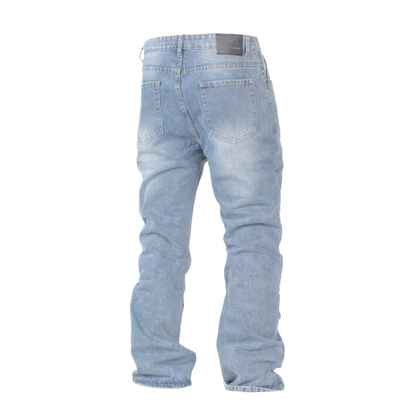 Men’s Rugged Distressed Patchwork Jeans