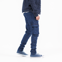 Load image into Gallery viewer, Men’s Deep Indigo Utility Slim Fit Cargo Jeans
