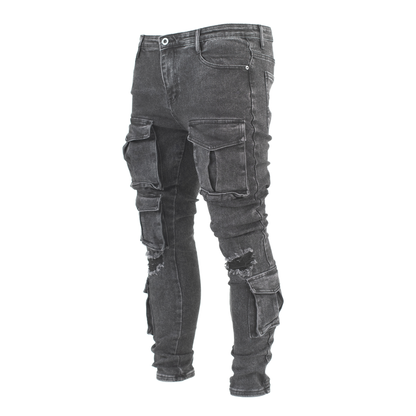 Shadow Distressed Utility Cargo Denim