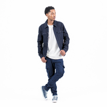 Load image into Gallery viewer, Men’s Deep Indigo Utility Slim Fit Cargo Jeans
