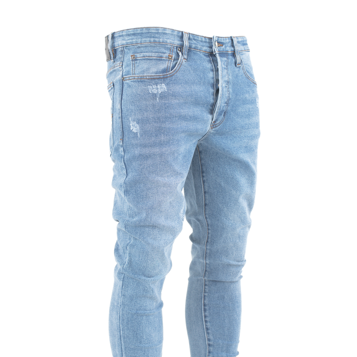 Arctic Blue Fade Slim-Fit Distressed Denim