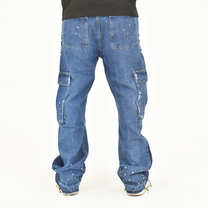 Urban Splatter Slim Flare Cargo Jeans ONLY