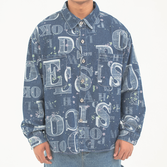 Graffiti Code Denim Shirt Jacket