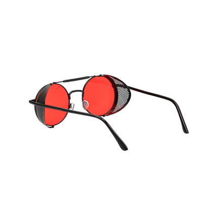Retro Steampunk Side-Shield Round Sunglasses