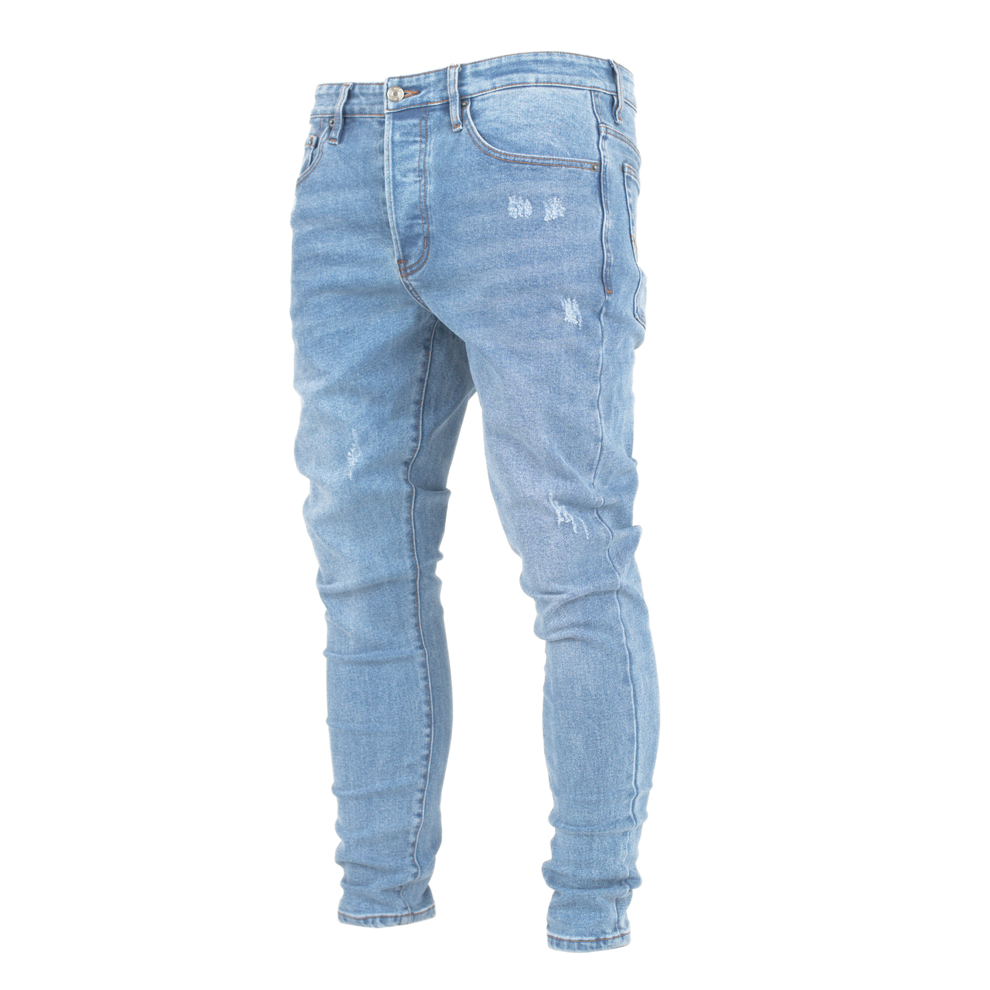 Arctic Blue Fade Slim-Fit Distressed Denim