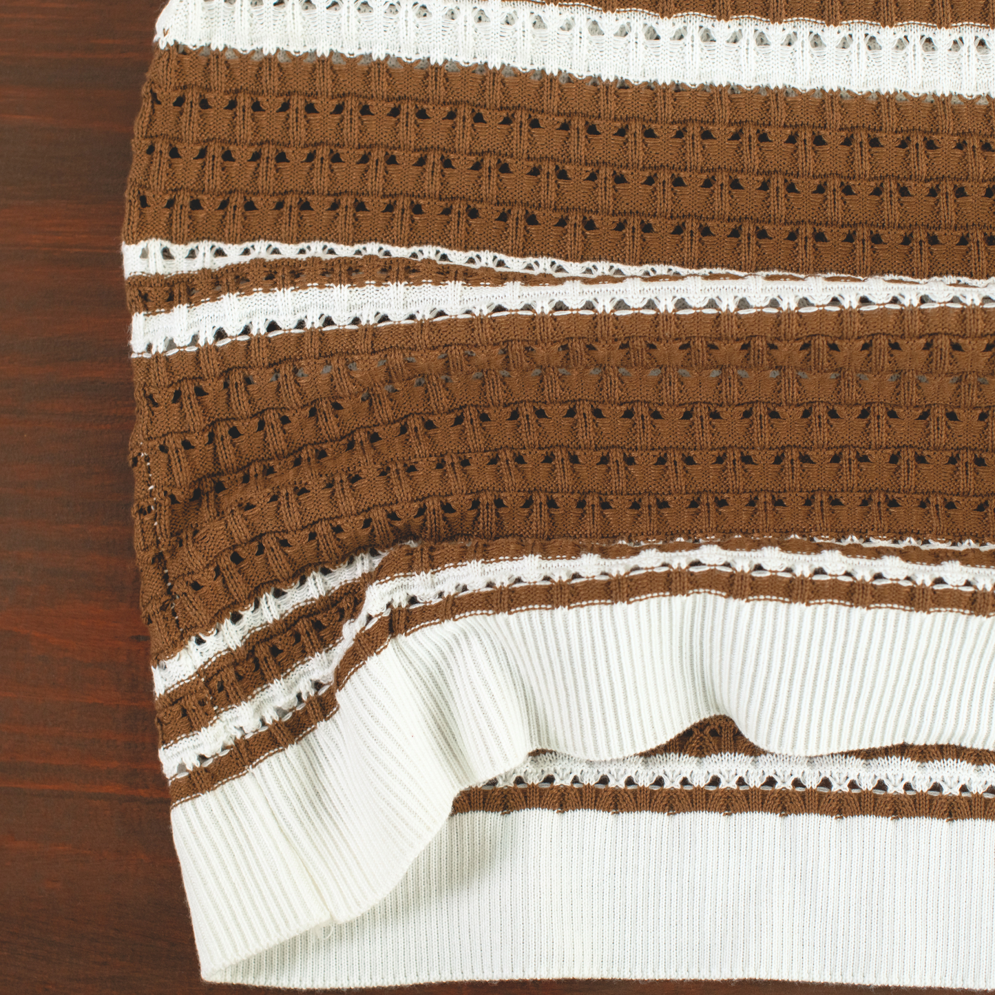 LOWKAL Riviera Open-Knit Stripe Polo T-Shirt