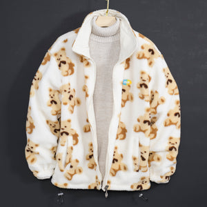 Men Teddy Bear Fleece Fluffy Winter Reversible Jacket Only.