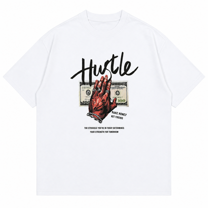 LOWKAL Hustle Graphic Oversized T-Shirt