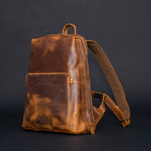 Vintage Style Leather Laptop Backpack