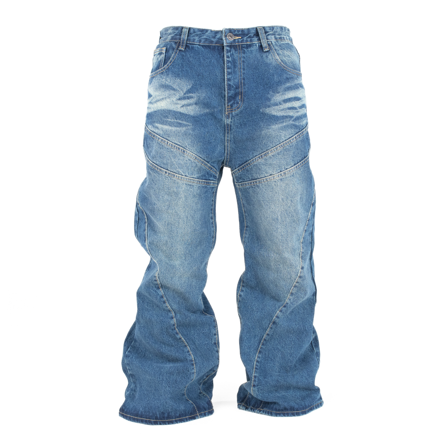 Arc Line Washed Baggy Denim