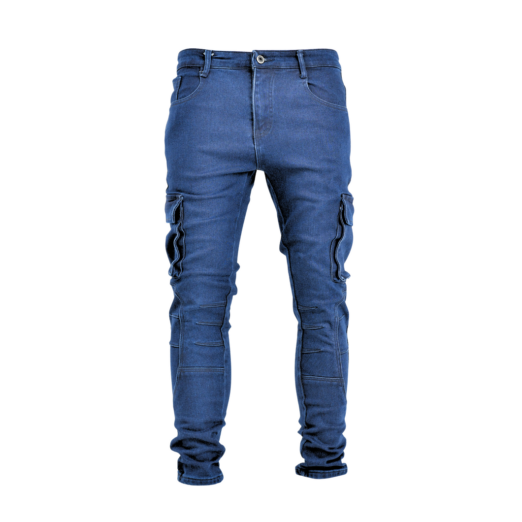 Men’s Deep Indigo Utility Slim Fit Cargo Jeans