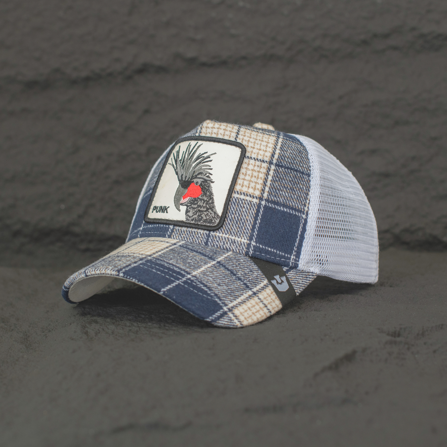 Punk Crest Check Mesh Trucker Cap
