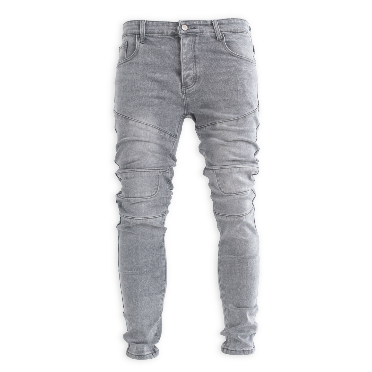Shadow Grey Moto Panel Skinny Denim