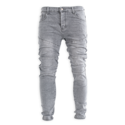 Shadow Grey Moto Panel Skinny Denim