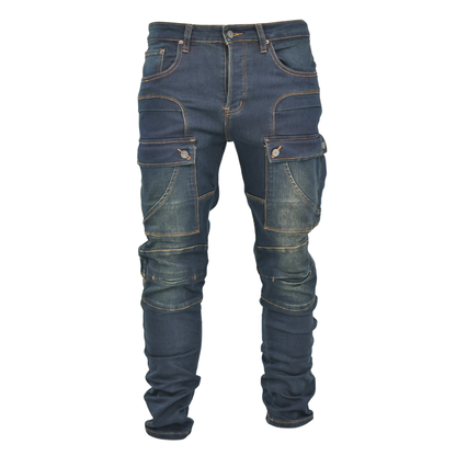 Utility Panel Cargo Denim Jeans – Dark Indigo