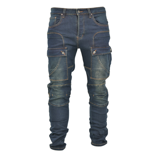 Utility Panel Cargo Denim Jeans – Dark Indigo