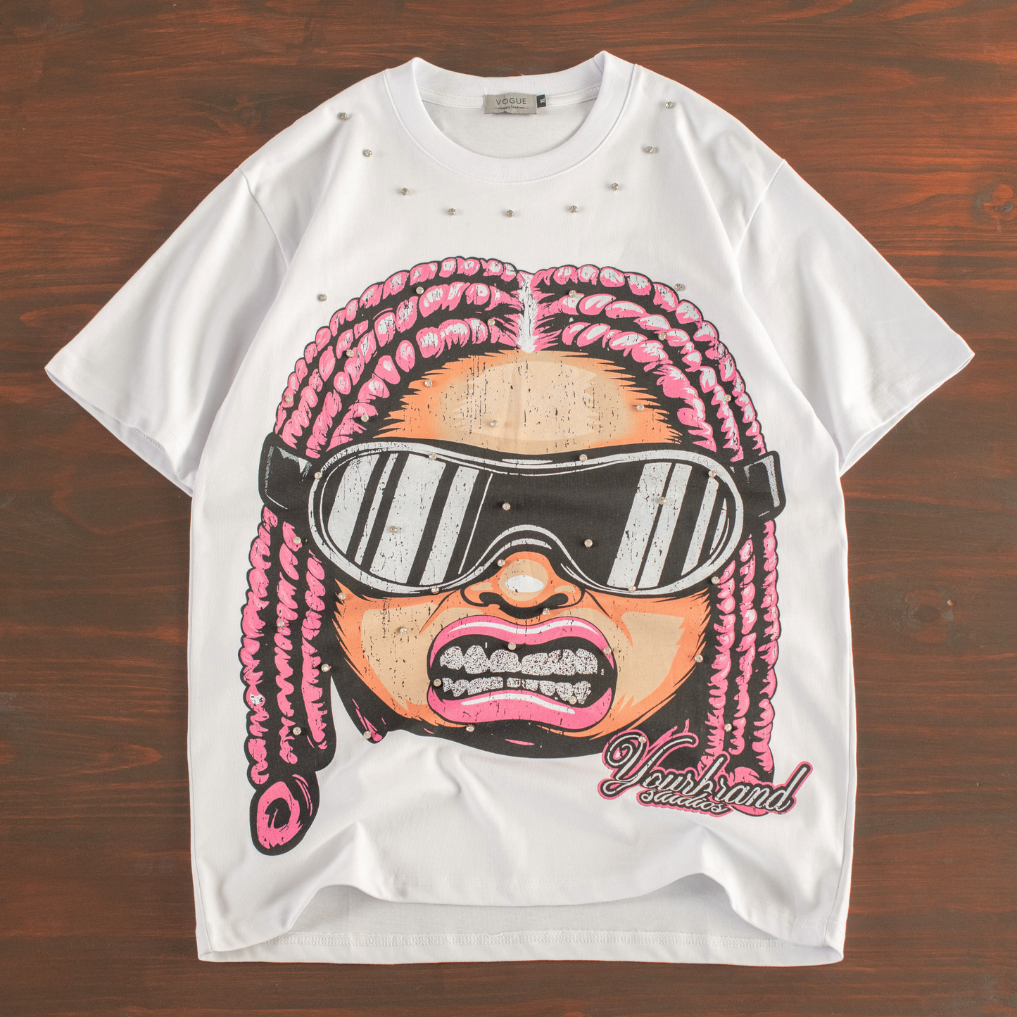 Chrome Gaze Rhinestone Graphic T-shirt