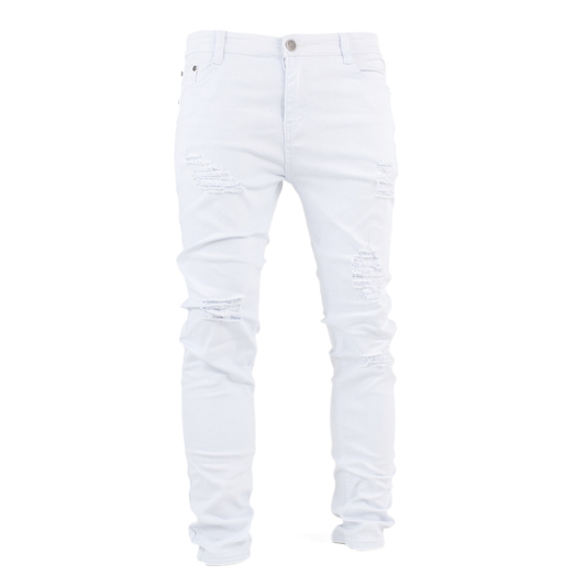 Pure Ice White Distressed Skinny Jeans