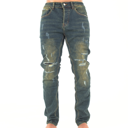 Vintage Fade Distressed Slim Denim