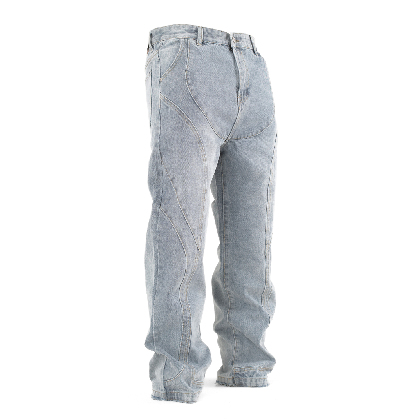 Blue Drift Arc-Paneled Relaxed Straight Jean