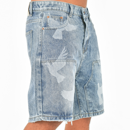 Sky Flight Washed Denim Shorts