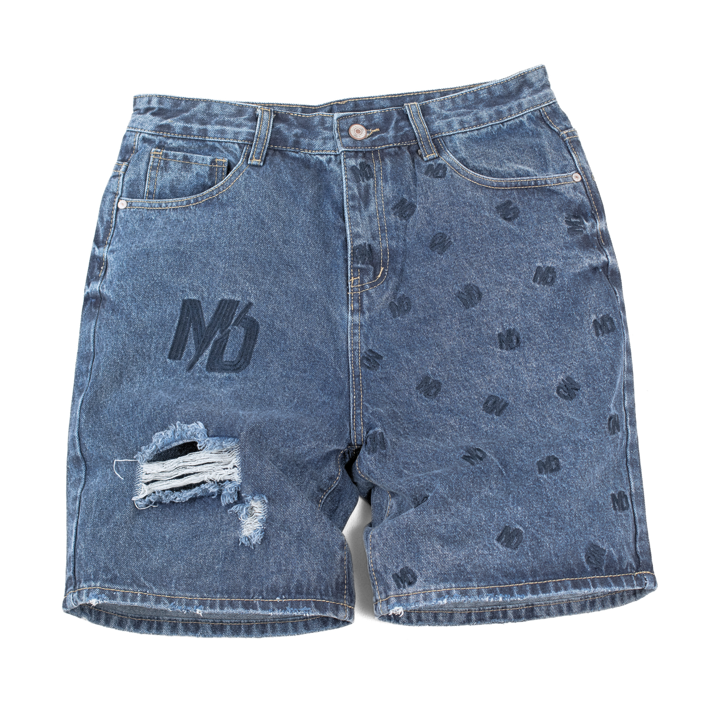 ND Monogram Distressed Denim Shorts 13919