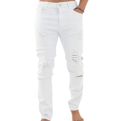Pure Ice White Distressed Skinny Jeans