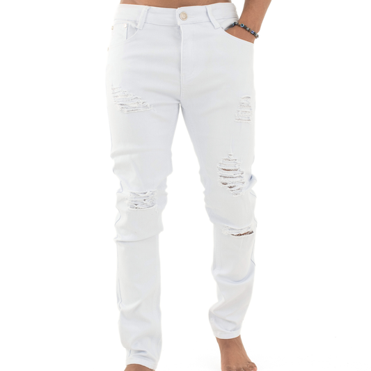 Pure Ice White Distressed Skinny Jeans