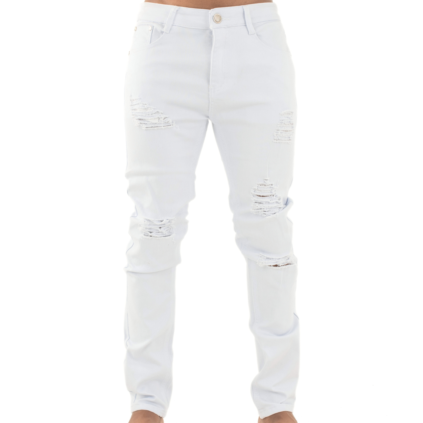 Pure Ice White Distressed Skinny Jeans