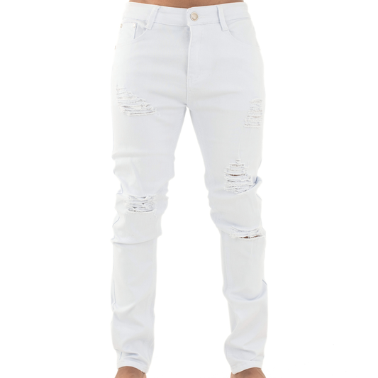Pure Ice White Distressed Skinny Jeans