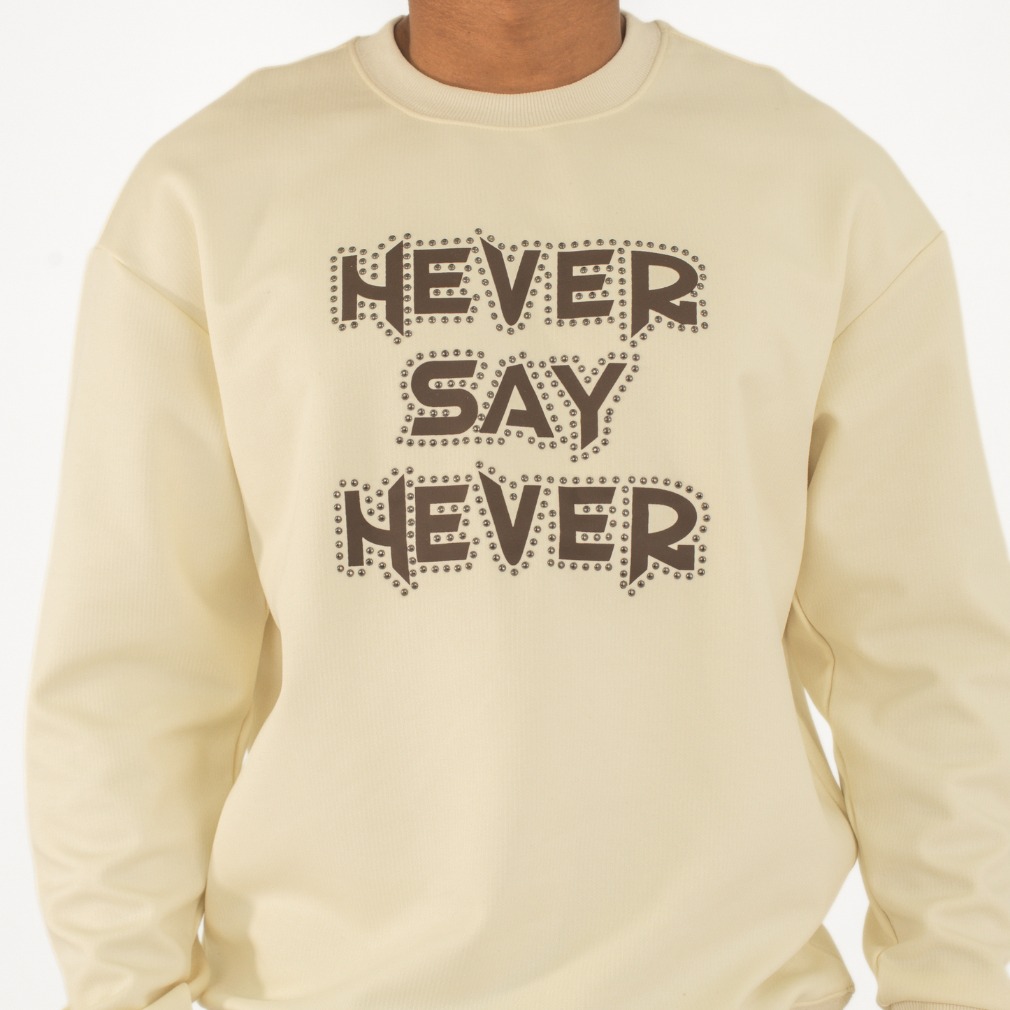 Never Say Never Studded Statement Crewneck