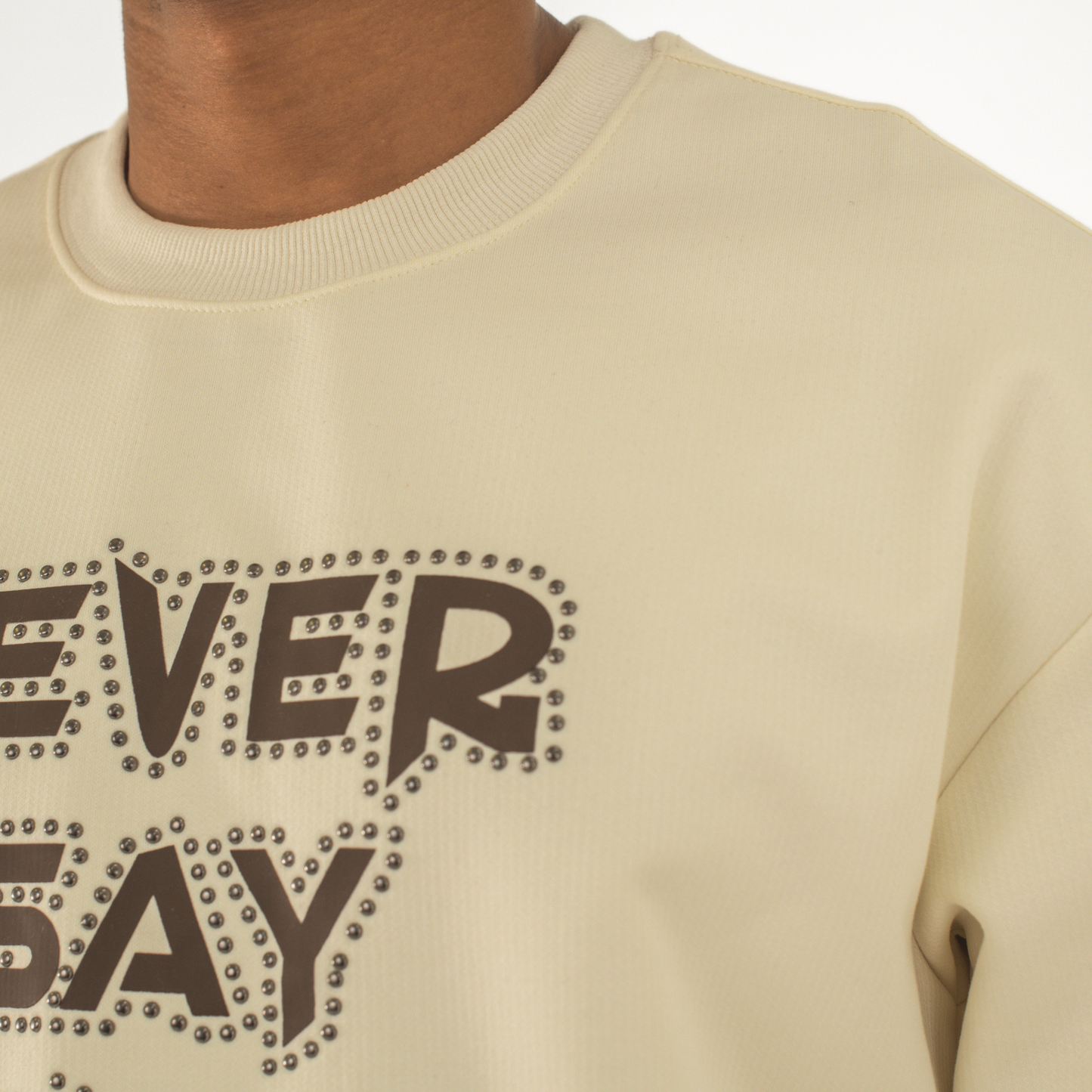 Never Say Never Studded Statement Crewneck