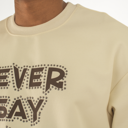 Never Say Never Studded Statement Crewneck