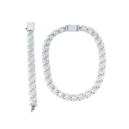Iced Infinity Link Necklace & Bracelet Set