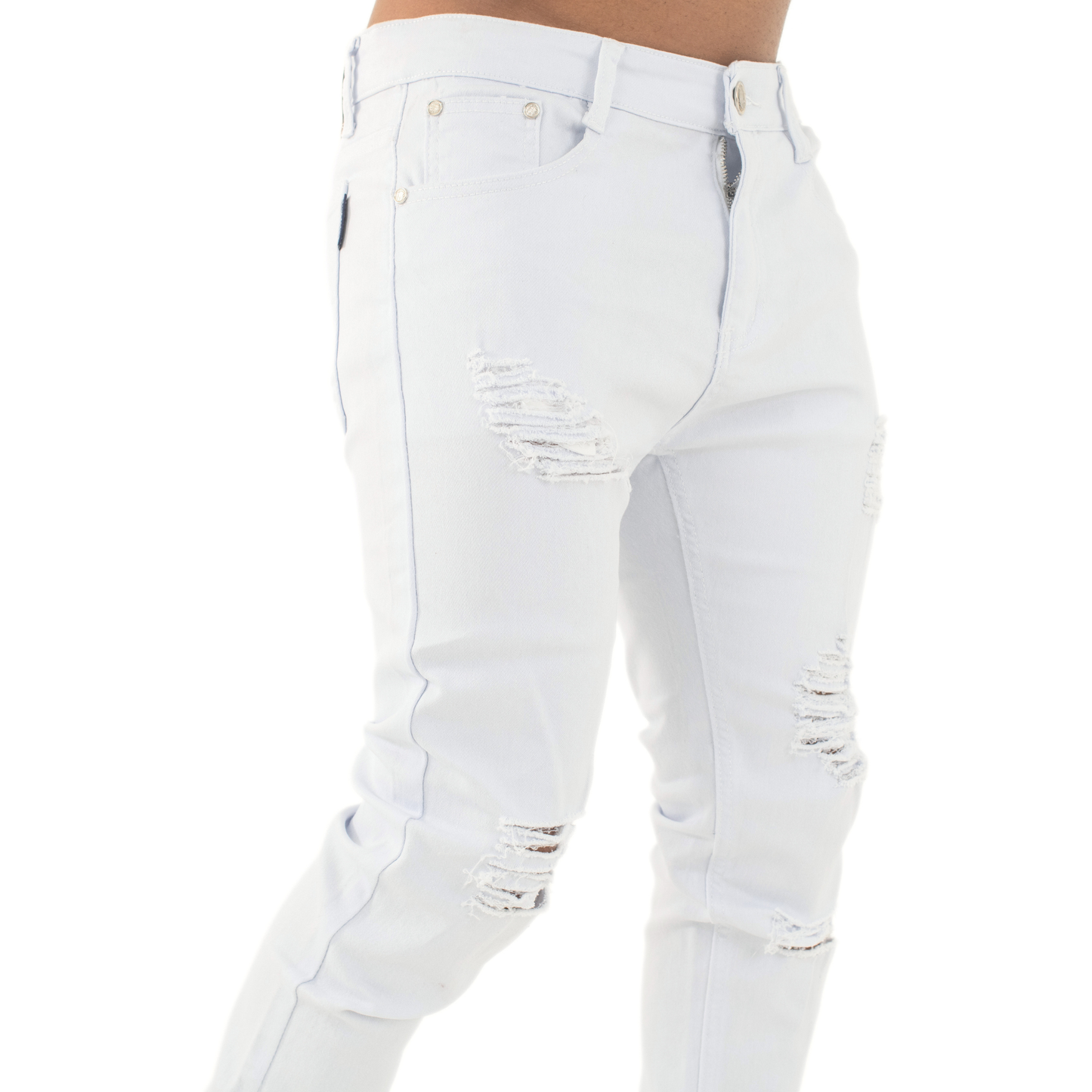 Pure Ice White Distressed Skinny Jeans