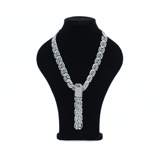 Iced Infinity Link Necklace & Bracelet Set