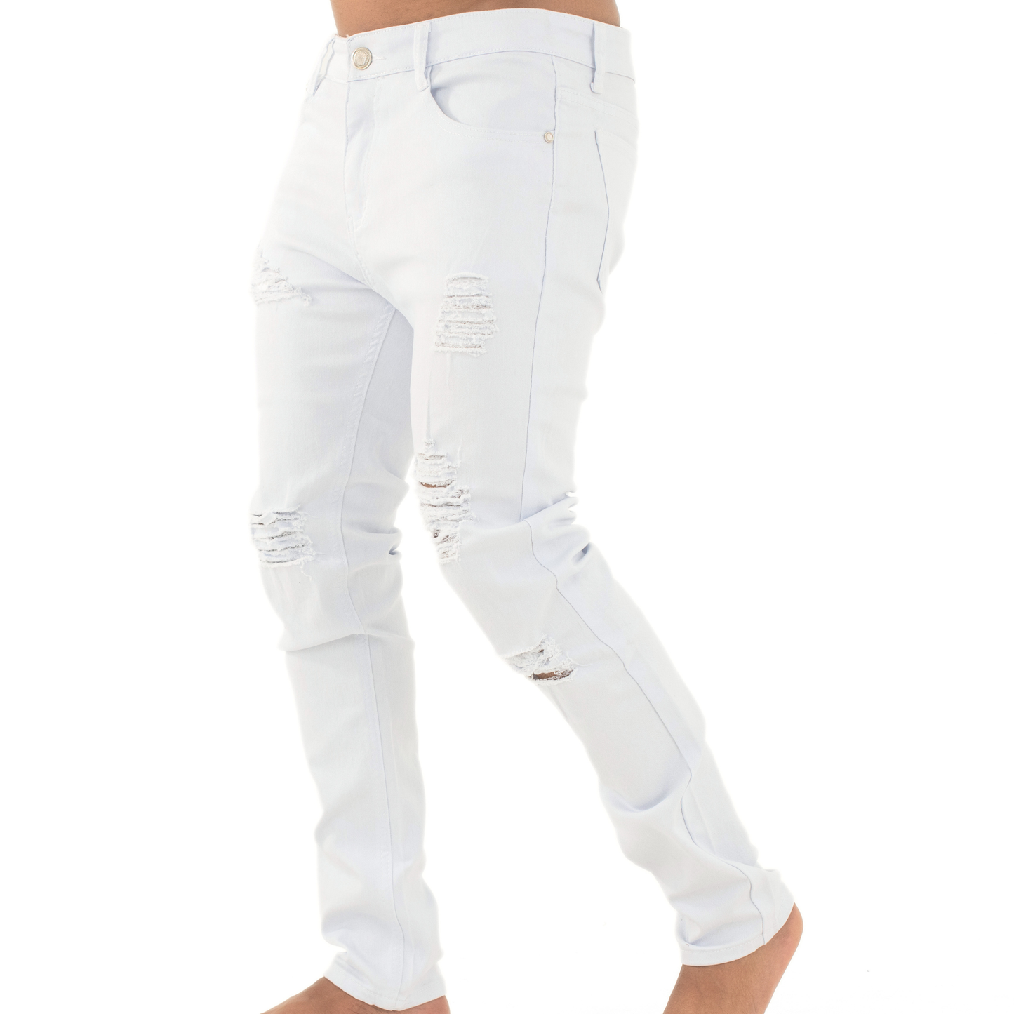 Pure Ice White Distressed Skinny Jeans