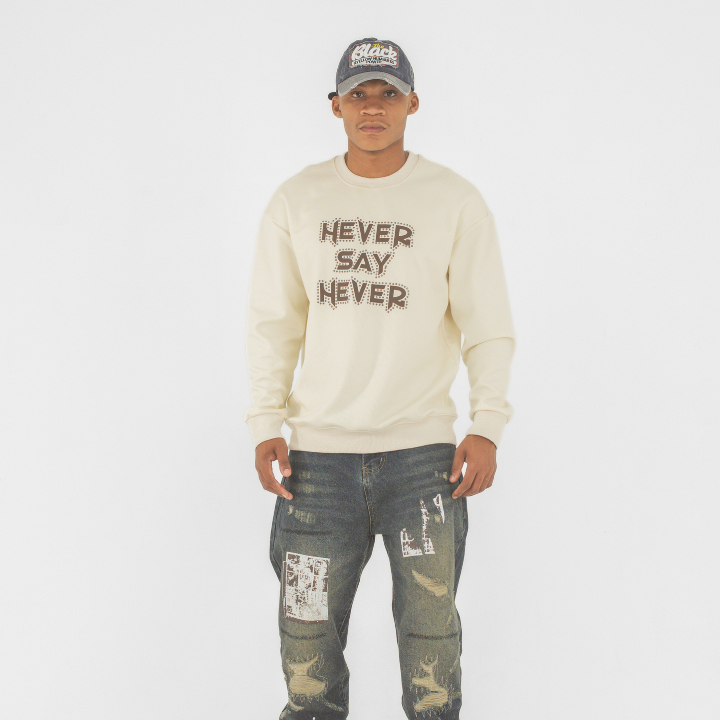 Never Say Never Studded Statement Crewneck