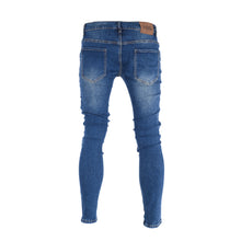 Load image into Gallery viewer, Men’s Distressed Ripped Biker Skinny Stretched Park Denim Pants
