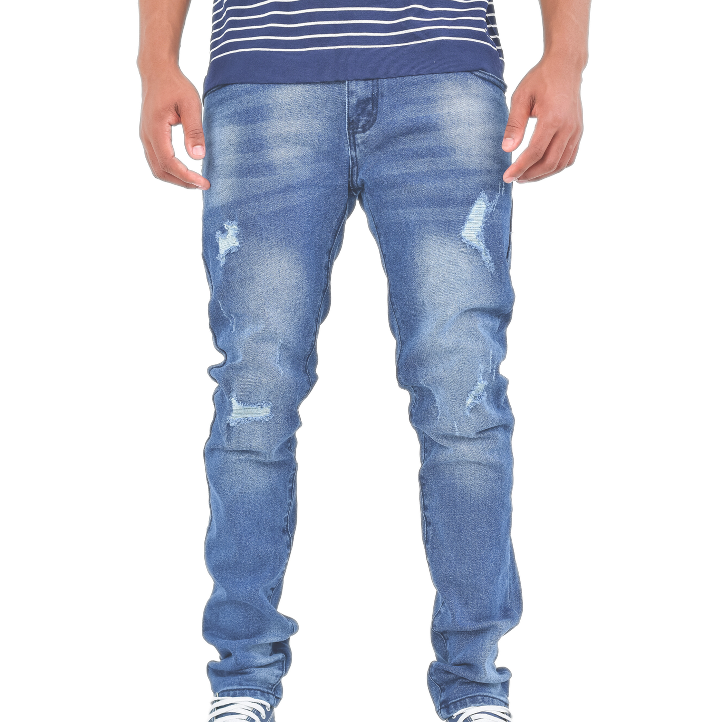 Ice Fade Distressed Skinny Denim