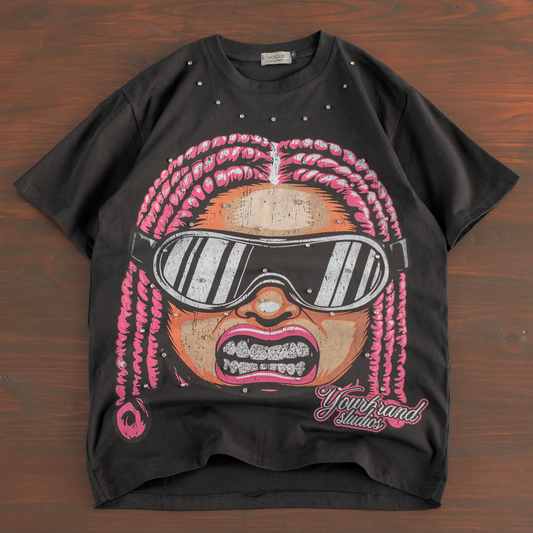 Chrome Gaze Rhinestone Graphic T-shirt