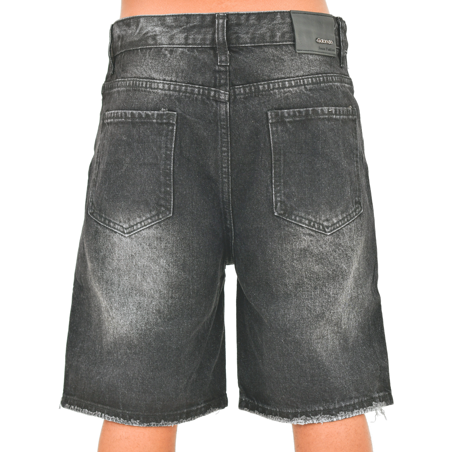 Obsidian Patch Distressed Denim Shorts 13918