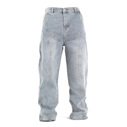 Blue Drift Arc-Paneled Relaxed Straight Jean