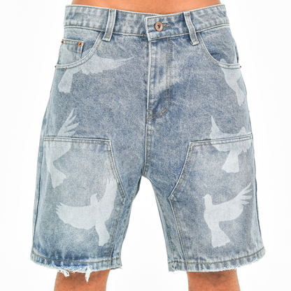 Sky Flight Washed Denim Shorts