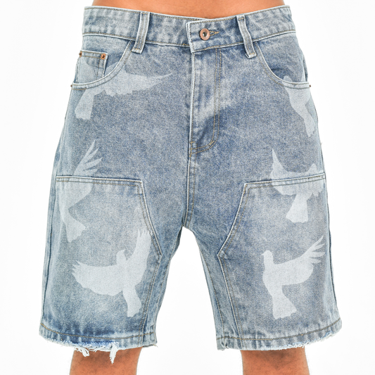 Sky Flight Washed Denim Shorts