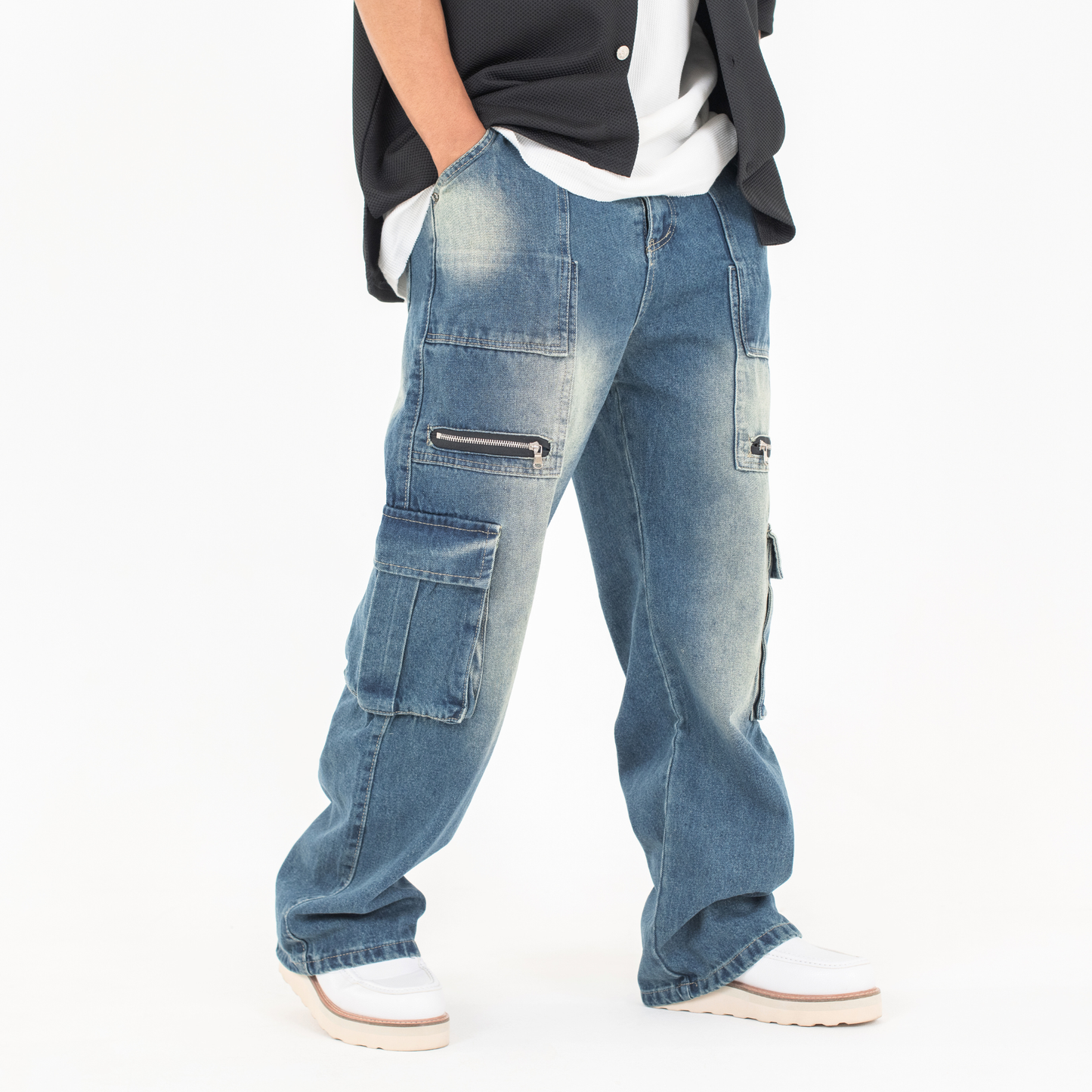 Vintage Style Cargo Denim