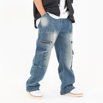 Vintage Style Cargo Denim